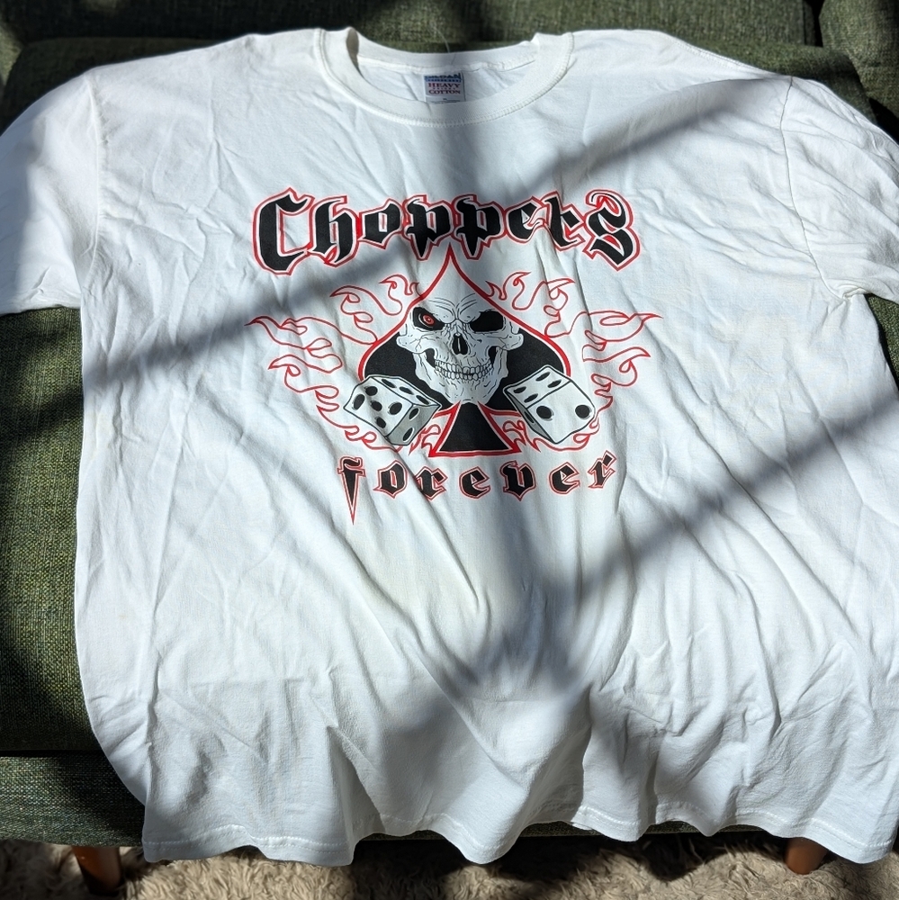 Gildan White Choppers Forever Skull T-Shirt
